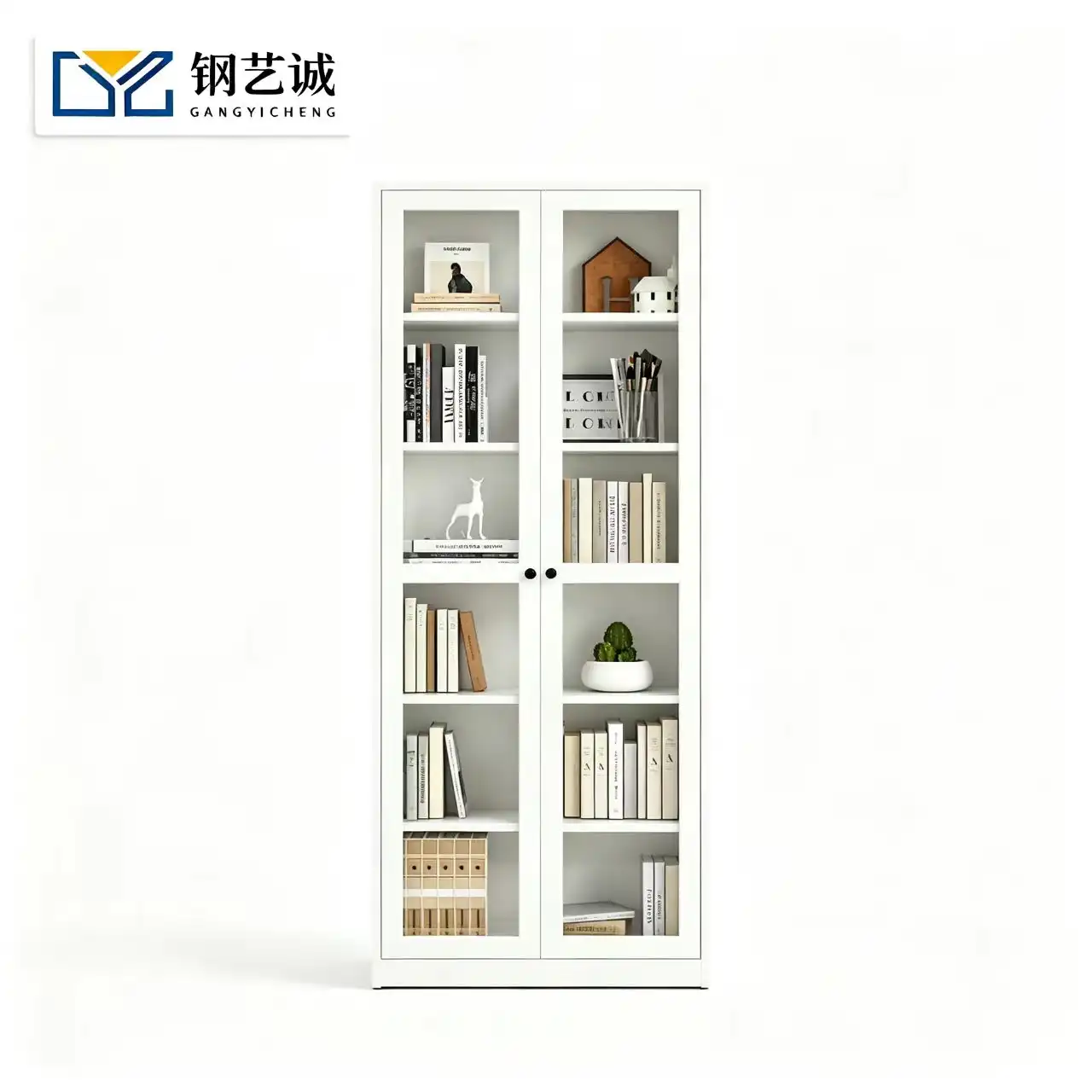 Full Glass Double Door Steel Cabinet